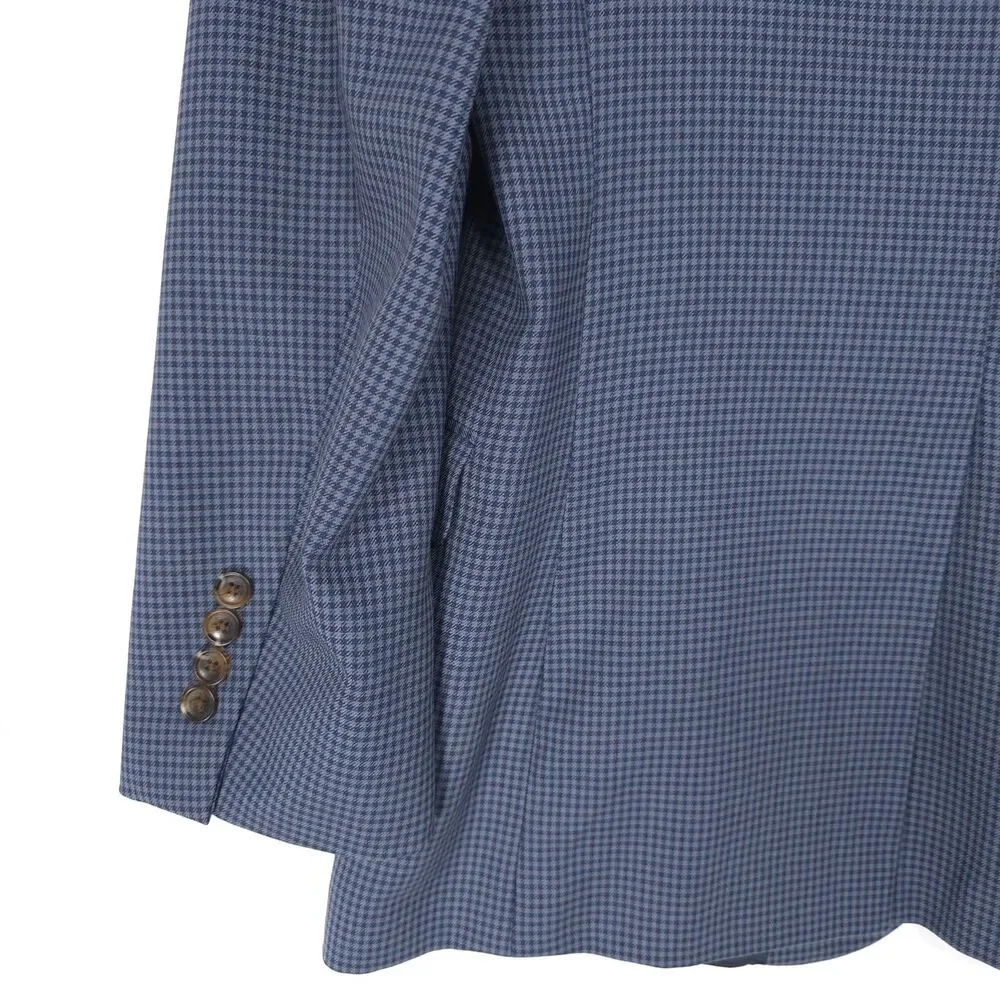 BROOKS BROTHERS 346 Mens Fitzgerald Fit Blue Check‎ Wool Sport Coat Blazer 44R